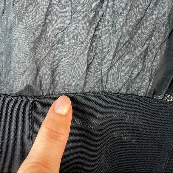 Vintage Blacky dress Berlin sleeved semi-sheer top. Black with Floral Design 8 - Picture 11 of 16